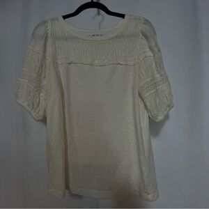 Ann Taylor LOFT Women’s‎ Small White Short Sleeve T-Shirt Lace Detail Romantic